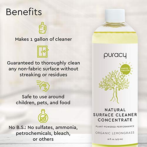 Puracy MultiSurface Cleaner, Organic Lemongrass, StreakFree Natural
