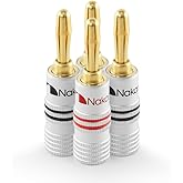 Nakamichi Excel Series 24k Gold Plated Banana Plugs 12 AWG - 18 AWG Gauge Size 4mm for Speakers Amplifier Hi-Fi AV Receiver Stereo Home Theatre Audio Wire Cable Screw Connector 4 Pcs (2-Pairs)