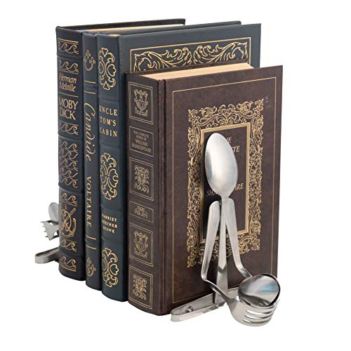 Forked Up Art Decorative Bookends, Set of 2, Fork and Spoon (Yoga Butterfly Stretch)