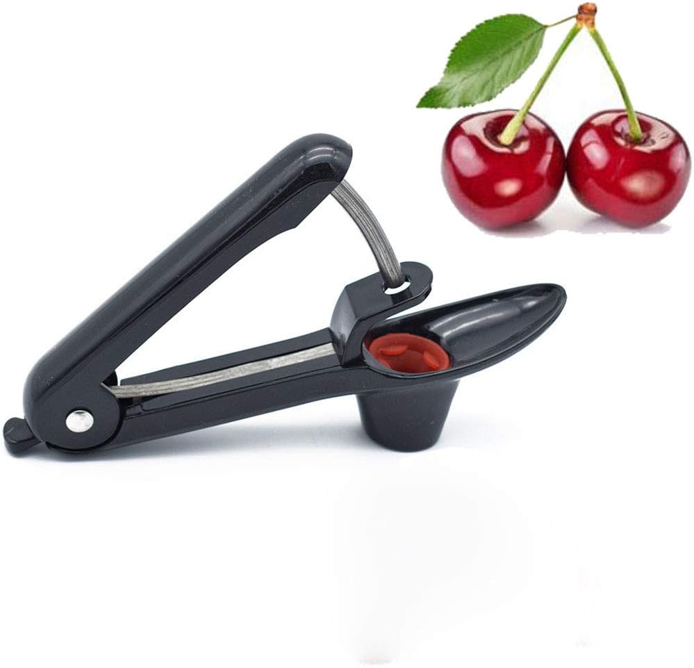 Cherry Pitter–SameTech Cherry Pitter Remover Stoner Tool with Food-Grade Silicone Cup, Space-Saving Lock Design and Lengthened Splatter Shield Dishwasher Safe