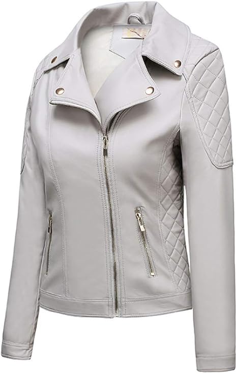 Amazon Co Jp コートジャケット ファッションレザージャケットレディースラペルカジュアルジャケットクールガールバイクウェアファッションニューレザーウェア Color 白 Size X Large ホーム キッチン