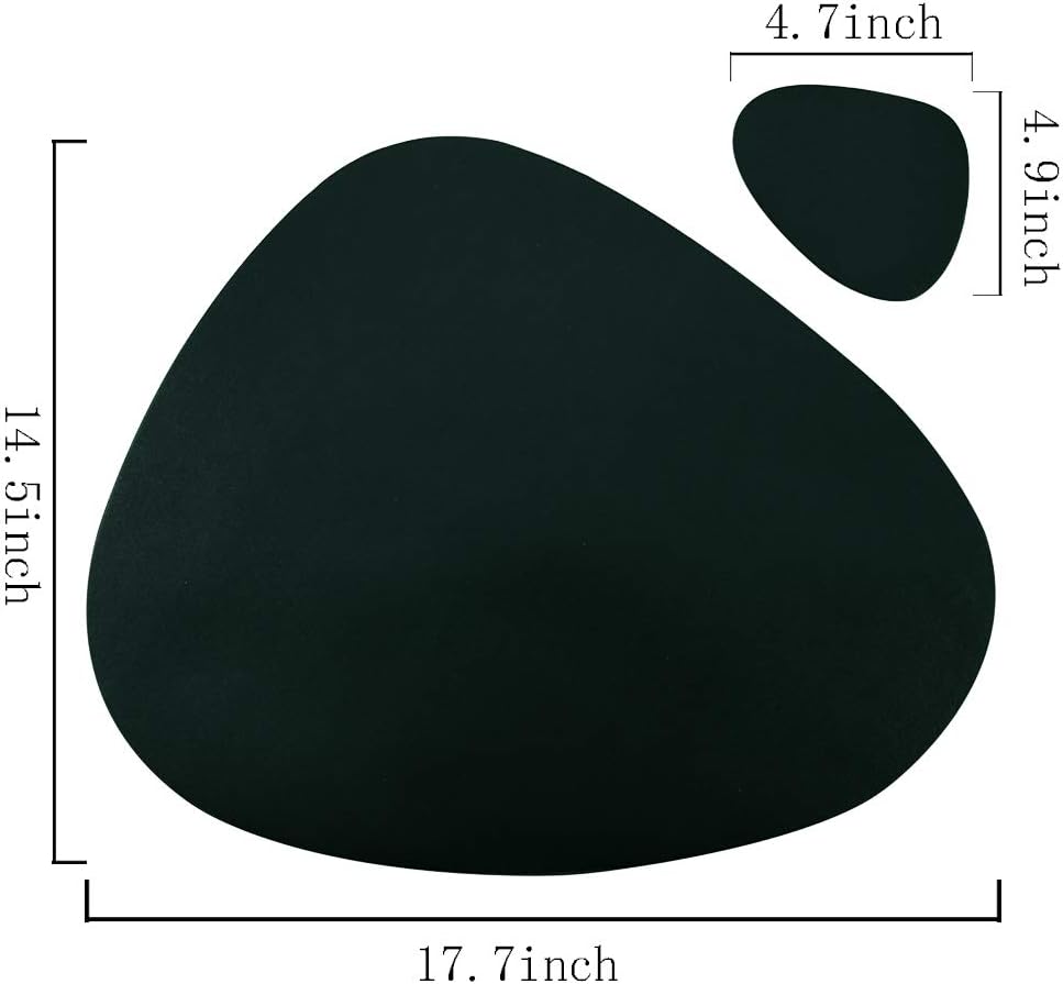 SUBEKYU Faux Leather Placemats and Coasters Set, Washable Round Table Mat, Waterproof Coffee Mats, Heat-Resistant Place Mat for Kitchen Dining Table (Black): Home & Kitchen