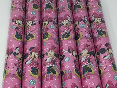 Gift Wrap - Minnie Mouse Holiday Themed Pink - Wrapping Paper - 1 Roll - 20 sq feet