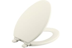 KOHLER 20454-96 Ridgewood Quiet-Close Elongated Toilet Seat, Slow Close, Grip Tight Bumpers and Installation Hardware, Biscuit