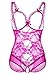 XIMAN Women Plus Size Open Cup Crotchless Teddy Sexy Lingerie (USXXXXL=Tag XXXXXL, Rose red)