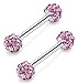 Jstyle 316L Stainless Steel Body Jewelry 14G Nipple Rings Piercing Jewelry Barbell Crystal Ball Bar PWP