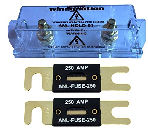 WindyNation ANL Fuse Holder + ANL Fuse (2pcs 250A Fuse)