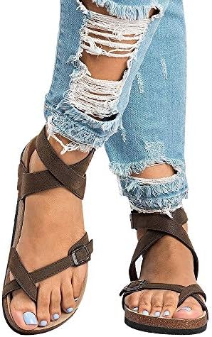 Chenghe Women's Fashion Flat Ankle Buckle Sandals Gladiator Thong Flip Flop Mayari Sandals