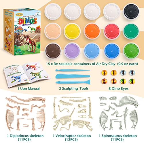 Drama Air Dry Clay Dinosaur Craft Kit for Kids, Build and Design