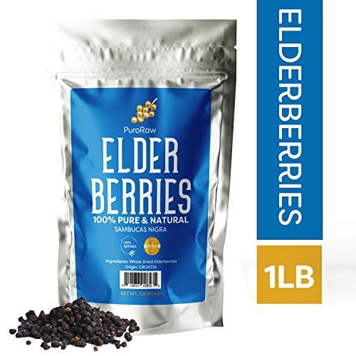 Dried Elderberries, 1lb, Dried Elderberry Berries Bulk, Elderberry Dried Black Elderberry, All-Natural Elder Berry, Pure…