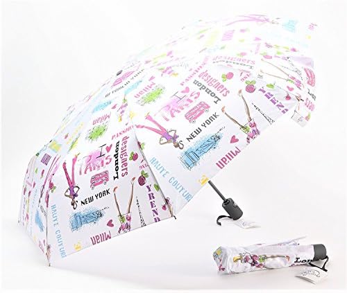 Dry Divas Windproof Umbrella Auto Open Auto Close Compact Travel Umbrella Doesn't Break If Flipped Inside Out (Uptown Girl)