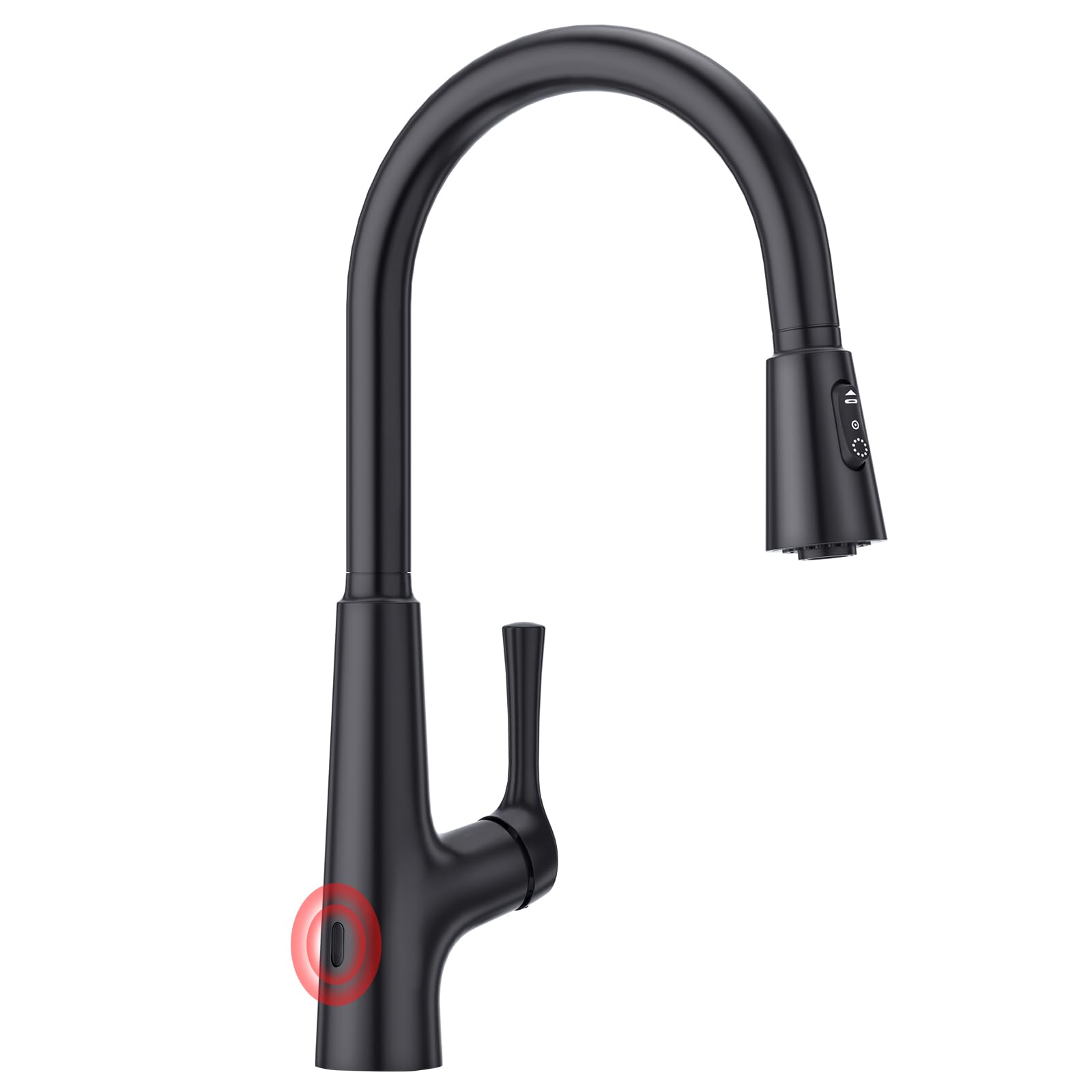 CREA Sensor Touchless Kitchen Tap With Pull Out Sprayer, 3 Function Automatic Mixer, 360° Swivel for Sink, Matt Black