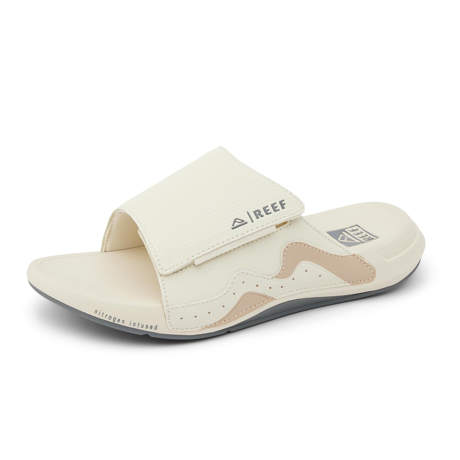 REEF Swell Cruiser Men’s Recovery Slides, Enhanced Arch Support, Water Friendly, Off White/Tan, 9