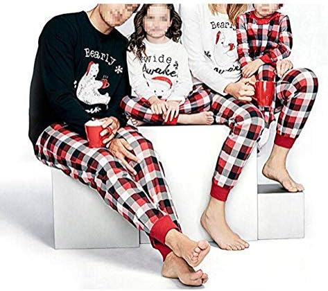 Papa Mama Kids Baby Bearly Awake Christmas Matching Family Pajamas Set for The Family