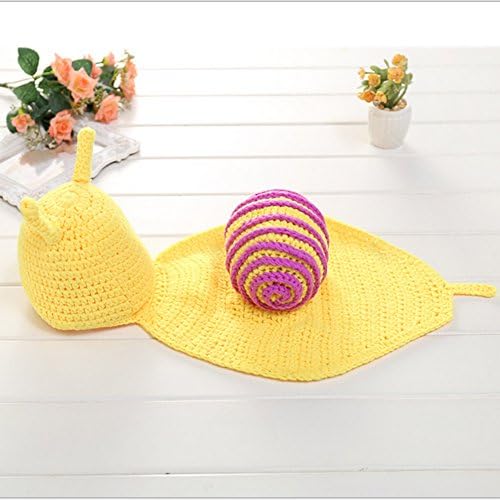 YOUR GIFTS Baby Newborn Photography Props Handmade Cute Cartoon Snail Set Crochet Knitted Unisex Baby Cap Outfit Photo Props (purple)