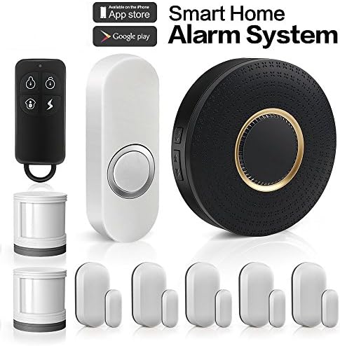 Wireless Home Security Alarm System Anti-theft Siren App for Android IOS Smartphone 1 Smart WiFi Hub 5 Contact Sensors 2 Motion Sensors 1 Doorbell Button Compatible with Alexa