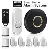 Wireless Home Security Alarm System Anti-theft Siren, App Controlled by Android IOS Smartphone,DIY Kit with 1 Smart WiFi Hub, 5 Contact Sensors, 2 Motion Sensors, 1 Doorbell Button, Works with Alexa