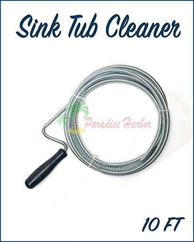 Paradise Harbor 10 Ft Drain Opener Spring Wire Rod Auger Snake Pipe Unclog Sink Toilet Tub Cleaner