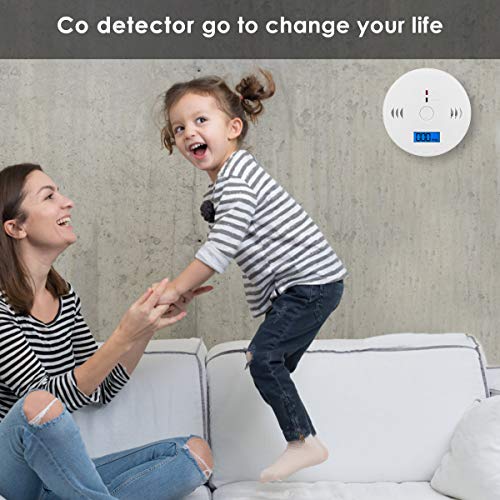 Carbon Monoxide Gas Detection,CO Detector Alarm LCD Portable Security Gas CO Monitor,Battery Powered,Alarm Clock Warning (9V Battery not Included) (UL2034)