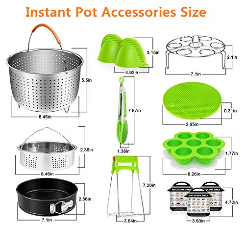Instant Pot Accessories Set, 14 PCS Instant Pot Accessories Compatible with 6,8 Qt - Steamer Basket, Non-stick Spring form Pan, Egg Steamer Rack, Egg Bites Mold, Kitchen Tong etc - Thumbnail 5