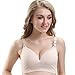 COOSHCO Women's Sleeping Nursing Maternity Bra Push up Wirefree Breastfeeding Bra 3-Pack Beige M