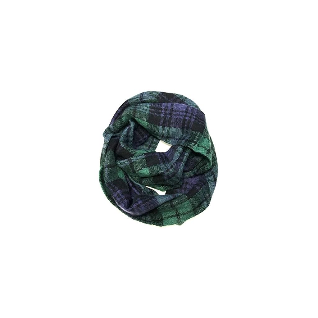 Wrapables Plaid Print Winter Infinity Scarf, Blue and Green | Buy