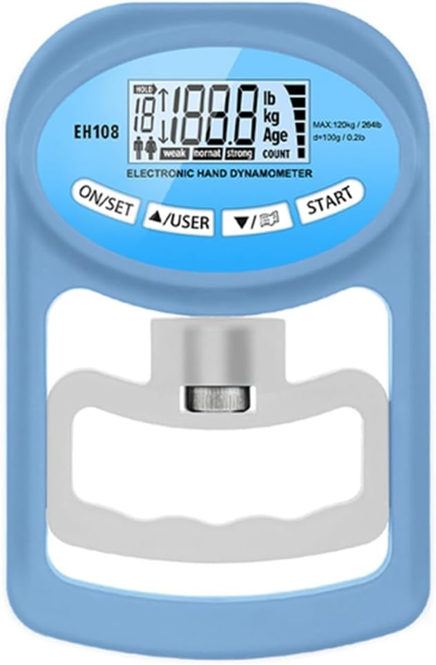 Haptufer Digital Grip Strength Tester 265Lbs/120Kg Hand Dynamometer USB LCD Blue