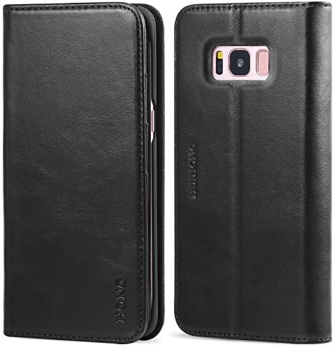 Galaxy s8 leather case samsung s8 case premium genuine leather [Standing Type] the inner fold of wallet case with 3 Card Slots for Samsung Galaxy S8 - (black)