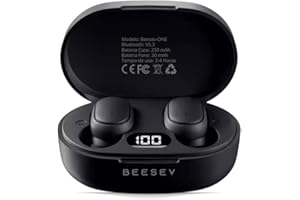 Fone de Ouvido Bluetooth 5.3 TWS Sem Fio Wireless Com Visor Graves Potente Compatível com iOS e Android, Beesev-ONE (Preto)