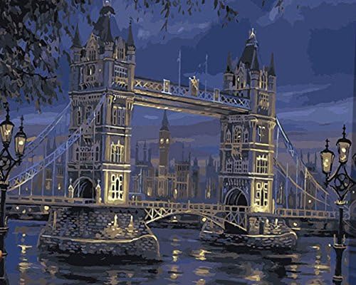 WOODEN FRAMED Greek Art Paintworks Paint Color By Number Kits,Tower Bridge,16-Inch by 20-Inch