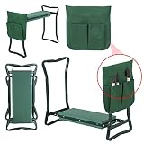 LEMY Garden Kneeler Seat Multiuse Portable Garden Bench Garden Stools Foldable Stool with Tool Bag Pouch EVA Foam Pad