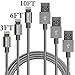 iphone Charger, GOOLEEN 3Pack Lightning Cable 3ft 6ft 10ft Nylon Braided Extra Long USB Charging Cord for iPhone SE/6/6s/6 plus/6s plus/5c/5s/5, iPad Air/Mini,iPod Compatible with iOS9 (Grey)