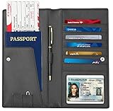 Long Leather Wallet - Elegant Travel Organizer, serves as RFID Blocking Travel Document Holder - in a Gift Box+FREE E-BOOK!