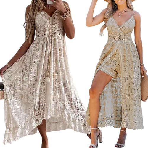 Amazon.com: CUPSHE Lace Maxi Dress and Jumpsuit Beige, XS