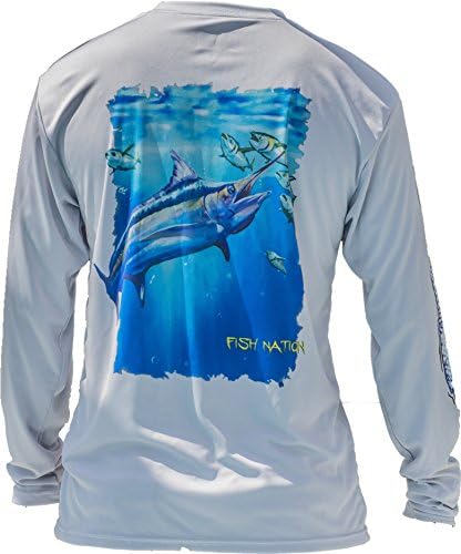 FISH NATION-High Performance -Dri Fit UPF 30+ Mens Long Sleeve Fishing Shirt
