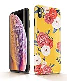 GVIEWIN iPhone X/Xs Case with Floral Pattern, Soft TPU Protective Phone Case, Ultra Slim, Anti-Slip, Bumper Shock Absorption for iPhone 10xs 5.8 2017/2018 (Marigold/Yellow)