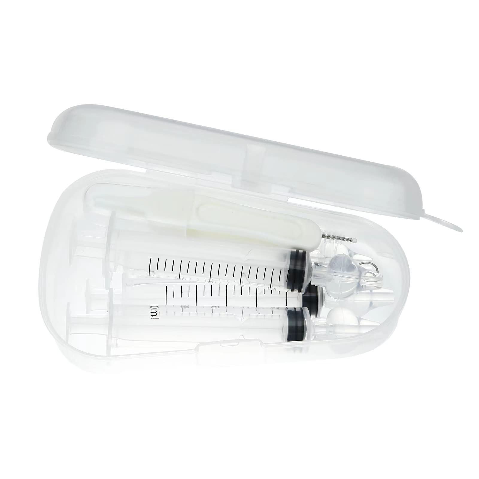 PandaEar Baby Nasal Irrigator with Portable Box, Professional Baby Nasal Irrigator with Tweezers & Cleaning Brush for Newborn Infants Kids Children, High Quality and Clean Silicone Nasal Tips, 4pcs