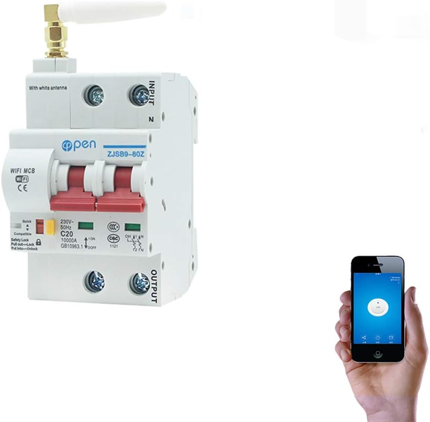 2P 16A-125A Remote Control Timing Switch Delay Set Function Automatic Lock Intelligent Recloser WiFi Circuit Breaker (63A)