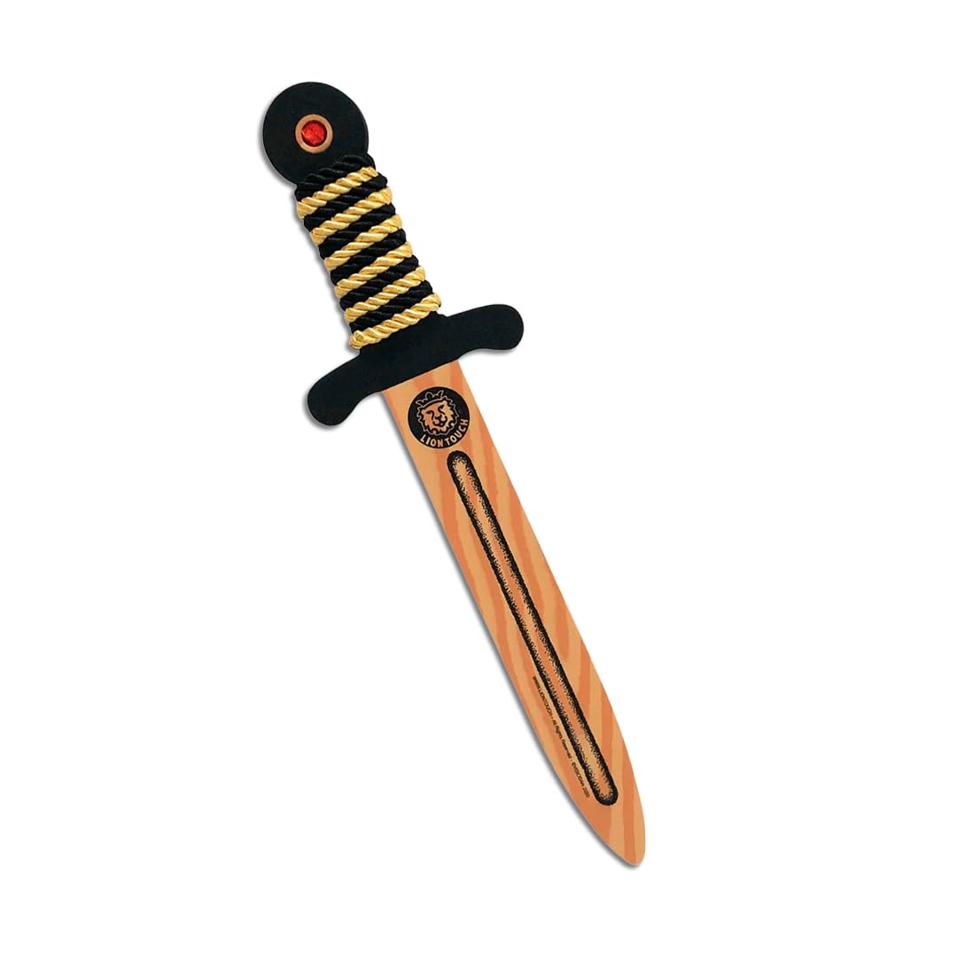 Liontouch - WoodyLion Toy Sword, Gold/Black - Small Size, Age 3-6 | Woodlike Foam Dagger with Gemstone For Toddler Boys & Girls | Safe Weapon Accessory For Pretend Play, Dress Up & Costumes