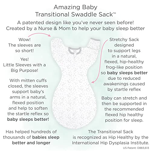 Amazing Baby Transitional Swaddle Sack with Arms Up HalfLength Sleeves