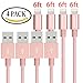 Cable, JOOMFEEN 4Pack 6FT Extra Long Nylon Braided 8pin USB Cable Charging Cord for iPhone 7/7 plus/6/6s/6 plus/6s plus, 5c/5s/5/SE, iPad Air/Mini, iPod Nano/Touch (Rose Gold)