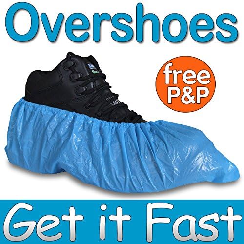 100 Blue Quality disposable shoe covers/overshoes. Floor, carpet, shoe protectors CPE 2.5g x 100. Lightly Embossed. Light or medium use by Pasha81