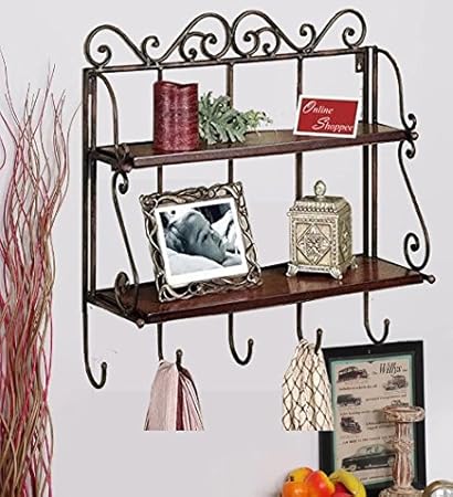 Onlineshoppee Percha Shelf with Hanger (Brown)