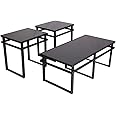 Signature Design by Ashley Laney Contemporary 3-Piece Table Set, Includes Coffee Table and 2 End Tables, Black Glass