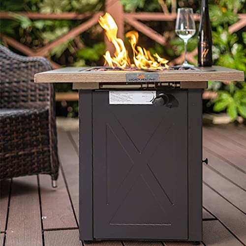 LEGACY HEATING 28 Inch Outdoor Gas Square 50000 BTU Fire Pit Table with