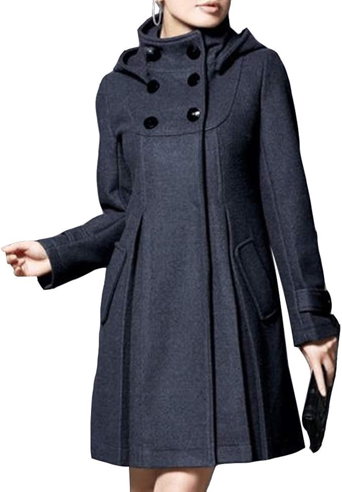 Womens Hooded Double Breasted Cloak 