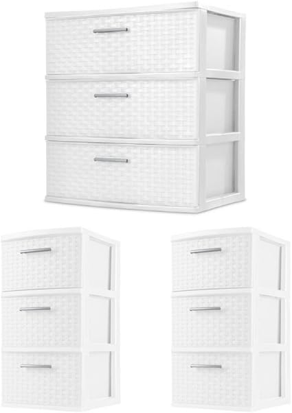 Sterilite 3 Drawer Wide Weave Tower White And 3 Drawer Medium