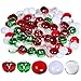 Winlyn Christmas Glass Gems and Jingle Bells Mix Metal Craft Bells Flat Glass Marbles for Holiday Winter Wedding Seasonal Decorations Crafts Aquarium Vase Filler Table Scatter 110 pcs 0.8