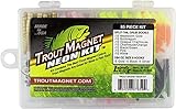 Trout Magnet Neon Kit - 70 Grub Bodies and 15 Size 8 Hooks.