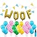 16 Inch WOOF Dog Birthday Decorations Set, 30 PCS Multicolor Latex Balloons 9 Feet Flag Puppy Dog Birthday Decors with Air Pump